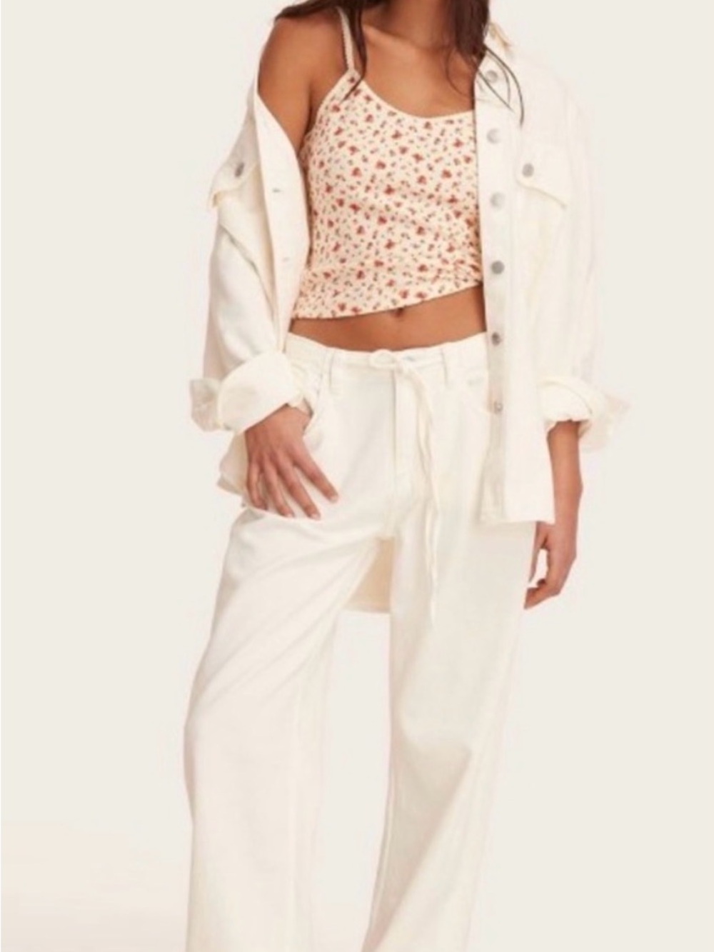 NWT Parke x Target Baggy Drawstring Jeans - Cream Size 8